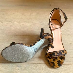 J.Crew Riley leopard heels with glitter soles